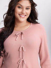 Bowknot Cinched-Waist A-Line Pullover