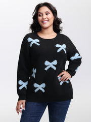 3D Bowknot Jacquard Textured Pullover