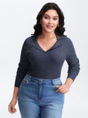 Supersoft Cable Knit Blazer Collar Fitted Pullover
