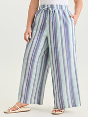 Striped Elastic Waist Wide Leg Pants