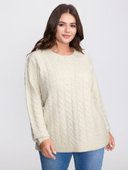 Supersoft 2-in-1 Cable Knit Shawl-Tie Pullover