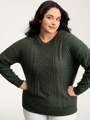 Twisted Textured Hooded Pullover