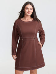 Cozy Velvety Feel Pockets Midi Dress