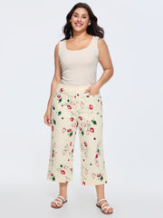 Cotton Strawberry Print Straight-Leg Pants