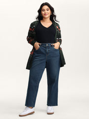 Cinched Vintage Blue Wash Straight-Leg Jeans