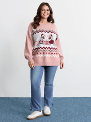 Supersoft Holiday Pattern Drop Shoulder Pullover