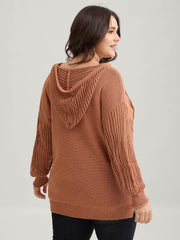Hooded Drawstring Cut Out Pocket Pullover