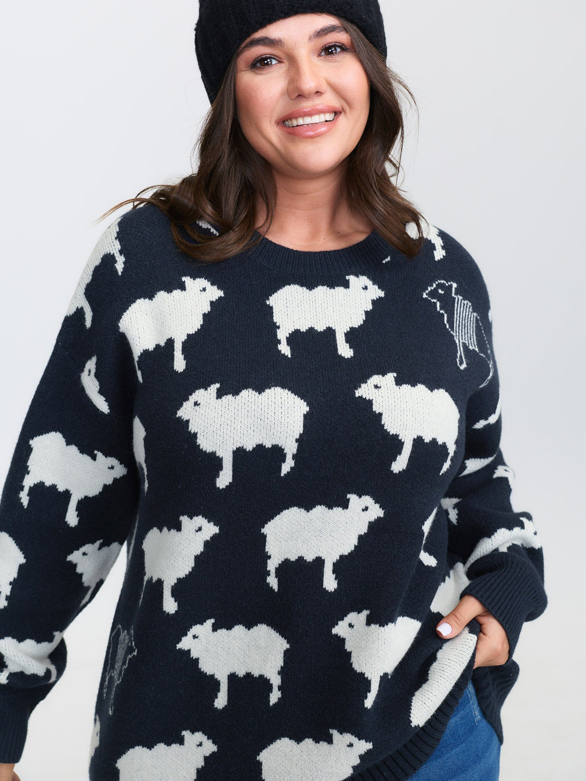 Supersoft Lamb Everywhere Pattern Jacquard Pullover