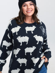 Supersoft Lamb Everywhere Pattern Jacquard Pullover