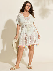 Cut-Out Colorful Tassels Swim Cover-Up