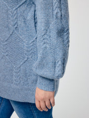 Supersoft Textured Backless Ribbed Hem Pullover