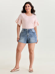 Stretchy No-Gap Waist Denim Shorts