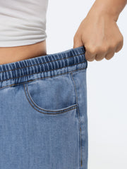 Pull-On Stretchy Cuffed Hem Jeans