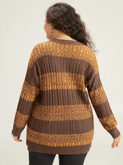 Halloween Colorblock Plisse Split Side Pullover