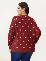 Love Pattern Jacquard Knit Cardigan