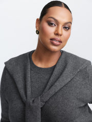 Detachable Shawl Round Neck Pullover