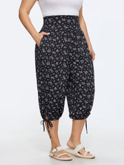 Ditsy Floral Print Drawstring Hem Jogger Pants
