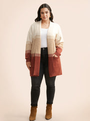 Ombre Contrast Drop Shoulder Cardigan