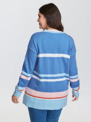 Colorblock Super Stretchy Pockets Knit Cardigan