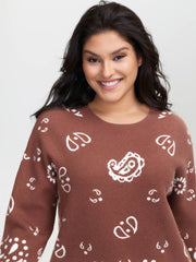 Paisley Print Round Neck Pullover