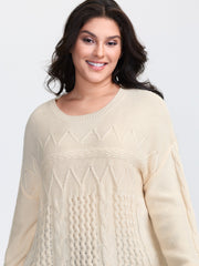 Textured Contrast Drop Shoulder Pullover