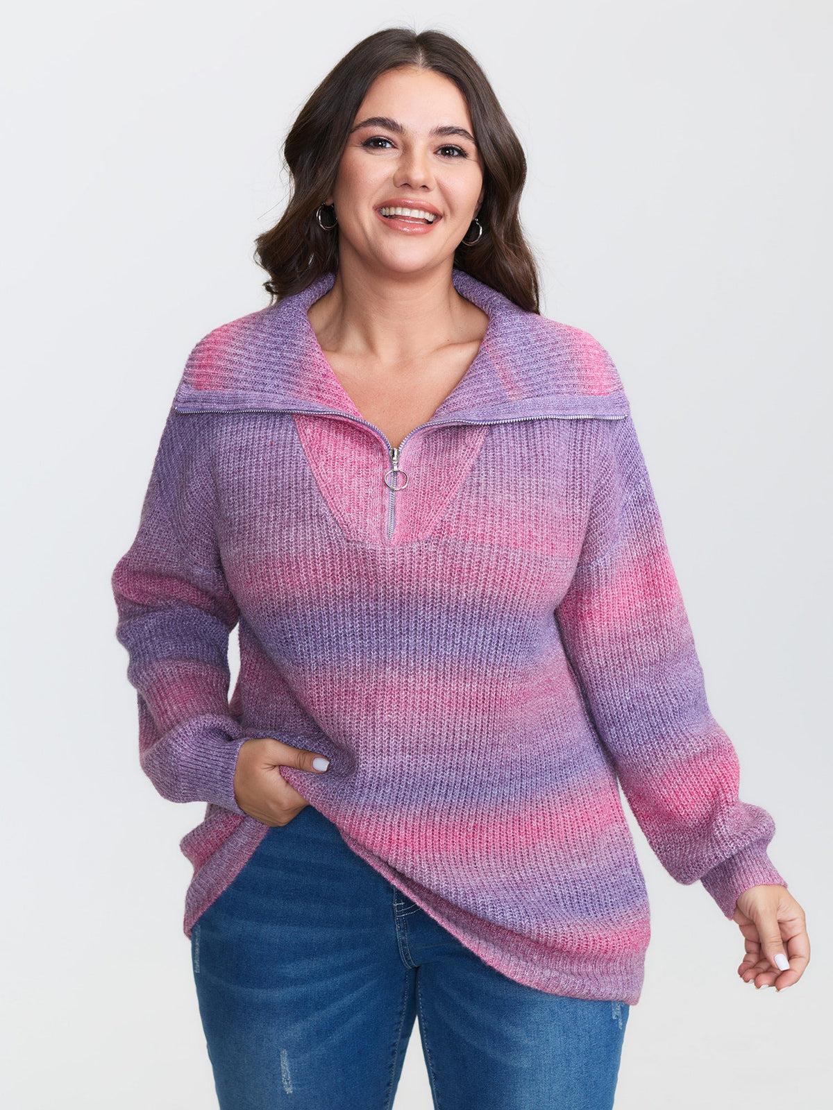 Colorful Striped Textured Polo Pullover