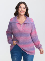 Colorful Striped Textured Polo Pullover