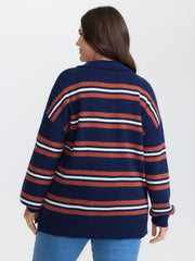 Supersoft Stripes Polo Collar Pullover