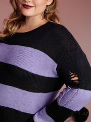 Colorful Stripes Cut-Out Pullover
