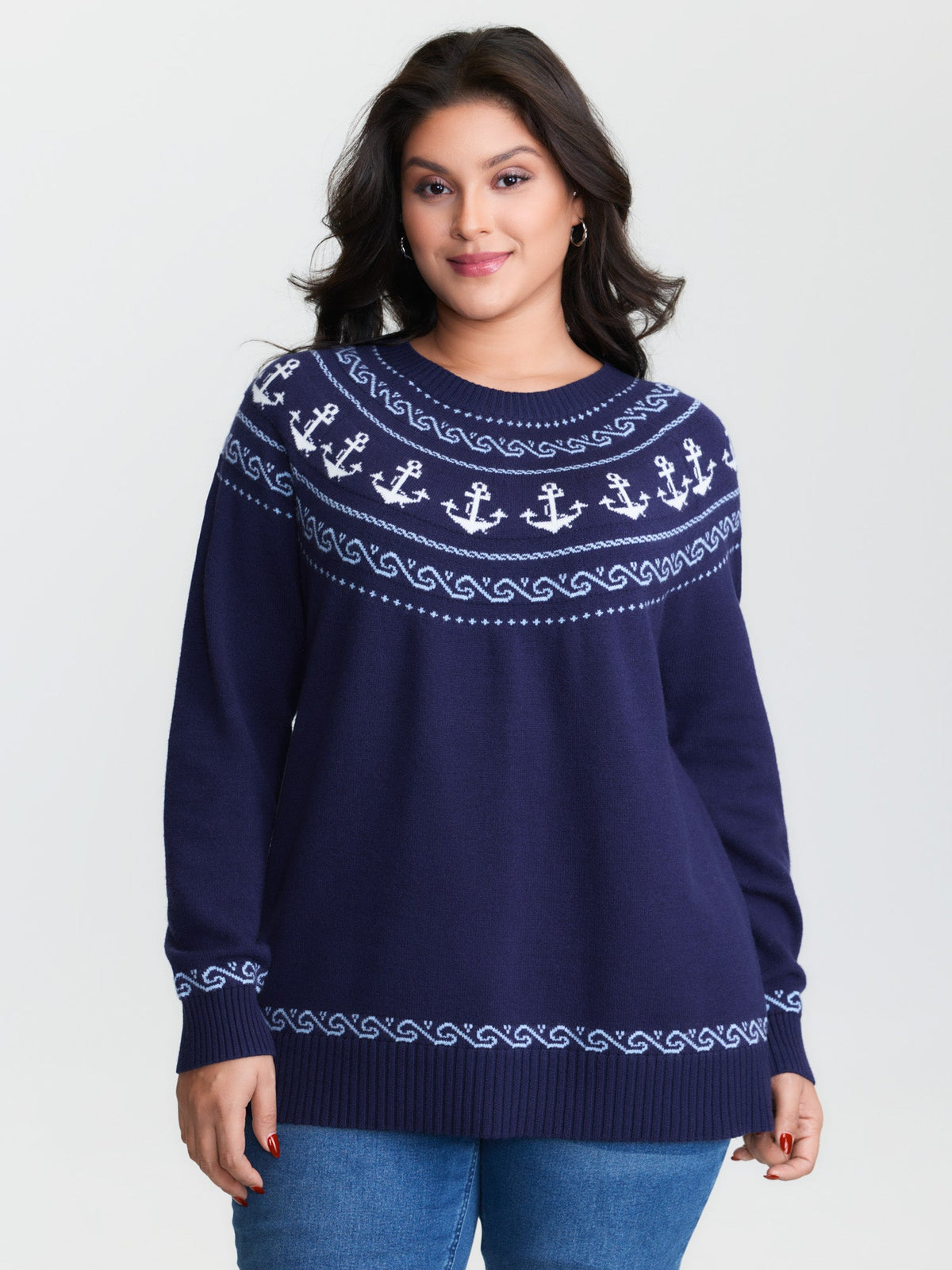 Fair-Isle Nautical Elements Jacquard Pullover