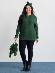 Stretchy Textured Hooded Drawstring Pullover