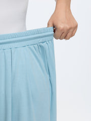 Plain Drawstring Waist Wide Leg Pants