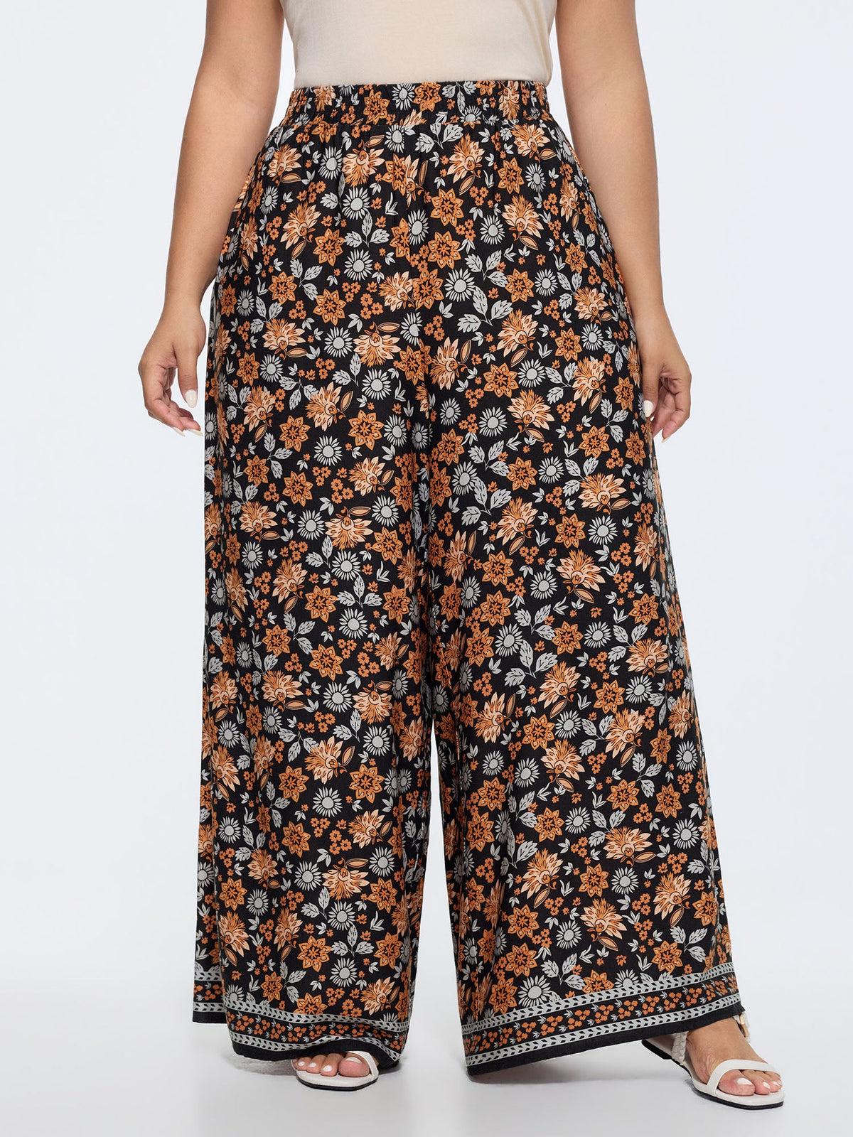 Supersoft Floral Print Straight-Leg Pants