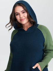 Colorblock Hooded Raglan Sleeve Pullover