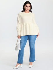Cut-Out Sleeve Ribbed Hem Pullover