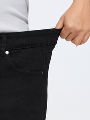 Stretchy Curvy Hem Skinny-Fit Denim Shorts
