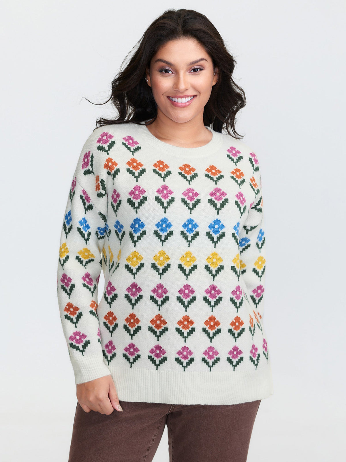 Multicolor Jacquard Pattern Pullover