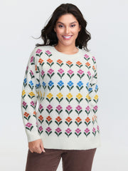 Multicolor Jacquard Pattern Pullover