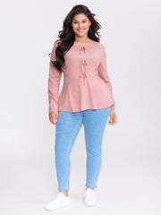 Bowknot Cinched-Waist A-Line Pullover
