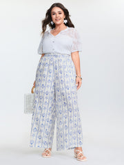 Cotton Floral Print Straight-Leg Pants