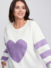 Love Pattern Jacquard Stripe Pullover
