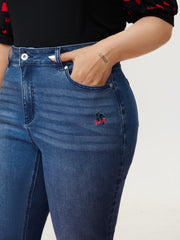 High-Rise Embroidered Straight-Leg Jeans