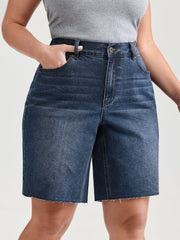 Mid-Rise Elastic Waist Skinny-Fit Denim Shorts