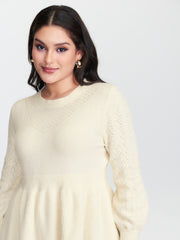 Cut-Out Sleeve Ribbed Hem Pullover
