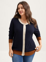 Supersoft Color Contrast Button-Down Knit Cardigan