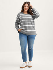 Stripes Print Round Neck Pullover