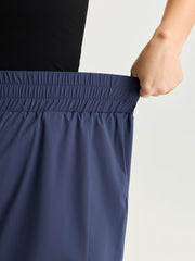 Stretchy Curvy Hem Shirred Waistband Shorts