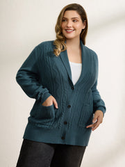 Supersoft Cable Knit Pockets Shawl Collar Knit Cardigan