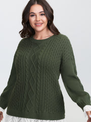 Twisted Stitch Woven Spliced Pullover