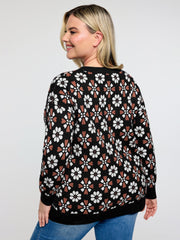 Supersoft Floral Jacquard Contrast Pullover